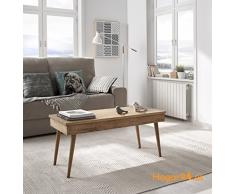 Hogar24-Mesa de Centro elevable diseño Vintage, Madera Maciza Natural, fabricación Artesanal. 100cm x 50cm x 47cm