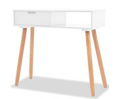 UnfadeMemory Mesa Consola Recibidor de Entrada,Mesa Alta Cocina,Mesa de Entrada,Mesa Auxiliar,Mesita de Salón,Estilo Rústico,con 1 Cajón,Madera Maciza de Pino,80x30x72cm (Blanco)