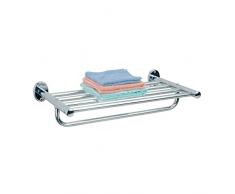 MSV Estante Y TOALLERO DE Metal Cromado, Acero, Plateado, 53x30x12.5 cm