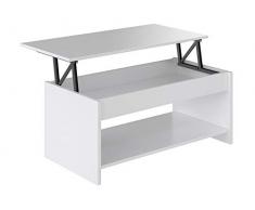 Marca Amazon - Movian Aggol Modern - Mesa de centro elevable con balda inferior, 50 x 100 x 44 cm (blanco)