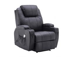 Sillón de masaje eléctrico (mcombo Sillón de camilla Función vibración Calefacción (Negro)