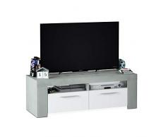 Habitdesign Mueble de Comedor Moderno, modulo TV Salon, Modelo Ambit, Acabado en Color Blanco Artik y Gris Cemento, Medidas: 120 cm (Ancho) x 40 cm (Alto) x 42 cm (Fondo)
