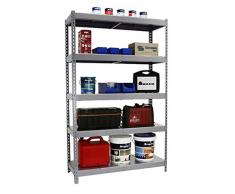 Estantería metálica para almacén con bandejas de metal Simonforte 5 estantes Galva/Galva Simonrack 2000x1500x450 mms - Estantería para almacén - Estantería trastero 600 Kgs de capacidad por estante