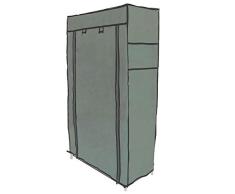 PrimeMatik - Armario ropero y Zapatero de Tela Desmontable 60 x 30 x 128 cm Gris con Puerta Enrollable