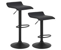 WOLTU 2X Taburete de Bar Acero Cromado Piel Sintética Sillas Alta Taburete Cocina Silla de Comedor, Paquete de 2 Unidades Negro