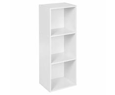 Estantería para organizar CD y DVD, de color blanco, perfecta para la oficina o el hogar y de 2, 3 o 4 estantes, Blanco, 3 niveles