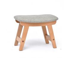 HM&DX Tapizado Puff Taburete,Lino Confort Asiento del Amortiguador Curvo Madera sólida Resto del pie Taburete del sofá -B