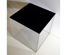 Mesa vitrina Dados acrílico cristal Vitrina para Vómitos antipolvo expositor grande, Vidrio, transparente, Schwarz-15x15x15 cm