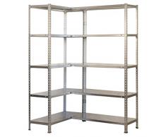 Estantería esquinera metálica sin tornillos Simoncorner de 10 estantes Galvanizado Simonrack 1800x900x300 mms - Estantería esquinera- Estantería para oficina - 80 Kgs de capacidad por estante