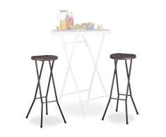 Relaxdays Bastian Plegable taburetes de Bar (2 Unidades, Impermeable, 80 cm de Altura, Desayuno Silla Doble Asiento Unidades, plástico, Contador, Color marrón