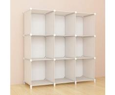 SIMPDIY Storage Cubos modulares 9 Cubos Blanco (93x93x30cm) Organizador portátil de plástico Estantería Estante Estante