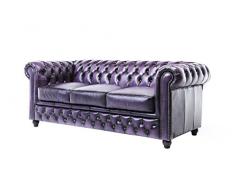 The Chesterfield Brand - Sofá Chester Brighton Púrpura Gastado - 3 plazas - Hecho artesanal en cuero natural