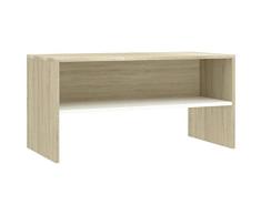 vidaXL Mueble TV Estante Mesa Baja Televisión Aparador Televisor Módulo Diseño Simple Compartimento Comedor Salón Cuarto Aglomerado Blanco Color Roble Sonoma
