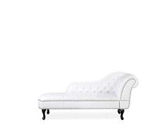 Beliani Sofá Chesterfield Chaise Longue Derecha Piel sintética Blanco Nimes
