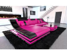 moderno sofá de cuero Turino en forma de l Fucsia Negro