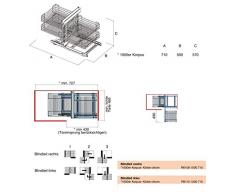 Armario de esquina (Sistema - Corner Comfort Izquierda, para cuerpo ancho 1000 mm, profundidad 500 mm Altura 570 mm, blindteil Derecho,