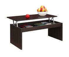 COMIFORT Mesa Centro Elevable - Mesa Salón Funcional con Gran Almacenaje, Moderna, Elegante, Muy Resistente, 2 Patas, Color Wengue