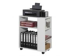 SoBuy® FBT68-W,ES Mesa auxiliar con 3 estantes, Consola,mesita de noche con ruedas