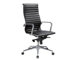 Euromof Sillón Londres, Estrucrura de Acero Cromado. Tapizado en Ecopiel Negra Basculante.