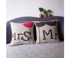 Mr Miya y Mrs cotapelos para labios amor de pareja de novios fundas de almohada de algodón cojines del sofá almohada regalo de boda