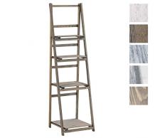 CLP Estantería Escalera Lillian De Madera I Estantería De Diseño con 4 Niveles I Estantería Librería Decorativa & Plegable I Color: Marrón Claro