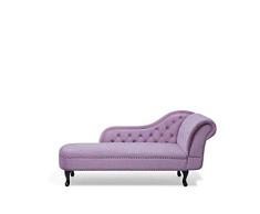 Beliani Chaise Longue Derecho en Terciopelo Rosa Nimes