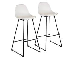 WOLTU 2X Taburete de Bar con Respaldo, Marco de Metal Imitación de Cuero Muebles Cocina Taburete Alto para Cocina, Bar, Paquete de 2 Unidades Blanco