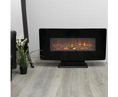 Classic Fire Calgary - Chimenea eléctrica (1400 W, con Fuego simulado y Mando a Distancia, Efecto de Fuego, Chimenea de Pared, Chimenea eléctrica, Metal, Cristal), Color Negro