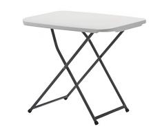 KitGarden - Mesa Auxiliar Plegable y Ajustable en Altura,75x50x56-73cm, Blanco, Folding