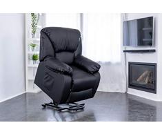 ECODE Sillón de Masaje Relax Elevador Levantapersonas Chamonix, Reclinación Eléctrica 160º, Función Calor, Programas Auto, Vibro Ondulación, A++, ECO-8590UP N (Negro)