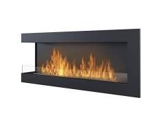 Chimenea de bioetanol DeltaCorn120l con verde protector, 1200 mm x 450 mm, color negro mate.
