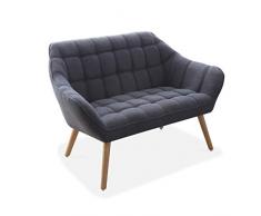 Adec - Olden, Sofá Olden de Dos plazas, sillón de Descanso 2 Personas, Acabado en Tejido Color Gris, Patas de Madera Color Haya, Medidas: 127 cm (Largo) x 75 cm (Ancho) x 77 cm (Alto)