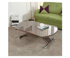 FUDIV Mesa de Centro elevable 47.2 Pulgadas de diámetro Mesa Redonda Multifuncional Vidrio Templado Minimalista Moderno para Sala de Estar Dormitorio Balcón Familia