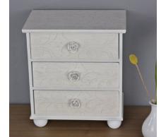 Cómoda pequeña de madera blanco antiguo Rose elemento decorativo Landhaus Cottage cajones