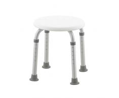 Mobiclinic, Faro, Silla o taburete de baño, de ducha, ortopédica, aluminio y PVC, altura regulable, respaldo, reposabrazos, conteras antideslizantes