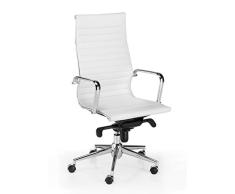 Euromof Sillón Londres, Estrucrura de Acero Cromado. Tapizado en Ecopiel Blanca Basculante.