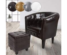 Nova - Sillón Chesterfield con reposapiés – De piel sintética con motivo de rombo, color a elegir – Relleno de salón victoriano, silla de bañera para salón, lounge, bar, cóctel, varios colores