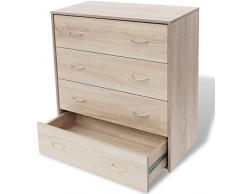 vidaXL 242544 Cómoda con 4 cajones (60 x 30,5 x 71 cm), Color marrón Roble, Madera, Schubladengröße: 56,8 x 26,3 x 16,7 cm (L x B x H)