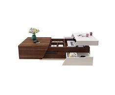 LUUDE Mesa de Centro elevable, Mesa Auxiliar de sofá de Alto Brillo cajón y Rejilla de Almacenamiento masivo para la recepción de la Oficina en el hogar de la Sala de Estar,100/140×70×38.2/51.8cm