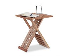 Relaxdays Mesa Auxiliar Plegable, Mesita de Noche Rectangular, Madera de Nogal, 40,5 x 33 x 33 cm, Marrón