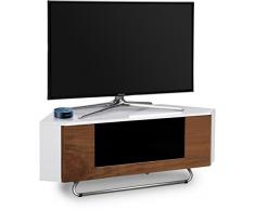 Centurion Soporta Hampshire esquinero Brillante Blanco con Negro Roble o Nogal Contraste Beam-Thru Puerta Amable 26-50 Pantalla Plana TV Armario Walnut Door