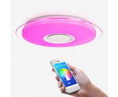 OFFDARKS - Plafóns LED Lámparas de Techo con Altavoz Bluetooth, APP Mando a Distanci + brillo ajustable + color change (B - 52W ⌀550MM Redondo)