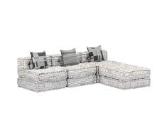 Sofá de 3 plazas de vidaXL, sofá modular con función de sueño, cama de invitados, sofá, sofá, sofá, sofá, sofá, sofá, sofá, sillón, chaiselongue, tela gris