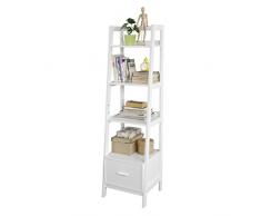 SoBuy Estanteriá en Escalera de Madera, Estanterías Librerias, Estanterias de Diseño, FRG116-K-W, ES