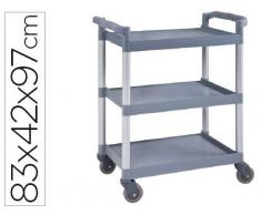 CARRO DE SERVICIO MULTIFUNCIONAL Q-CONNECT 3 ESTANTES ACERO INOXIDABLE 830X420X970 MM
