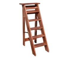 XITER Escaleras Plegables de 6 peldaños, escaleras de Tijera de Madera Taburete Silla de Escalera Robusta con Pedal Ancho
