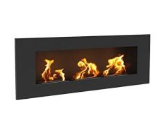 Chimenea de bioetanol Delta 120 cm x 40 cm, negro mate con cristal protector