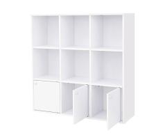 VASAGLE Librería de Madera, Biblioteca para el Hogar u Oficina, 6 Cubos estantes, Estantería para DVD con 3 cajones Inferiores, Blanco LBC33WT