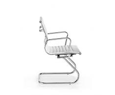 Sillón de Confidente de Ecopiel Blanca NISCA, Estructura Patín Cromada