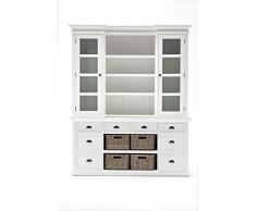 Nova solo bca600 Buffet Biblioteca vitrina con/4 cestas caoba/MDF color blanco 180 x 50 x 220 cm